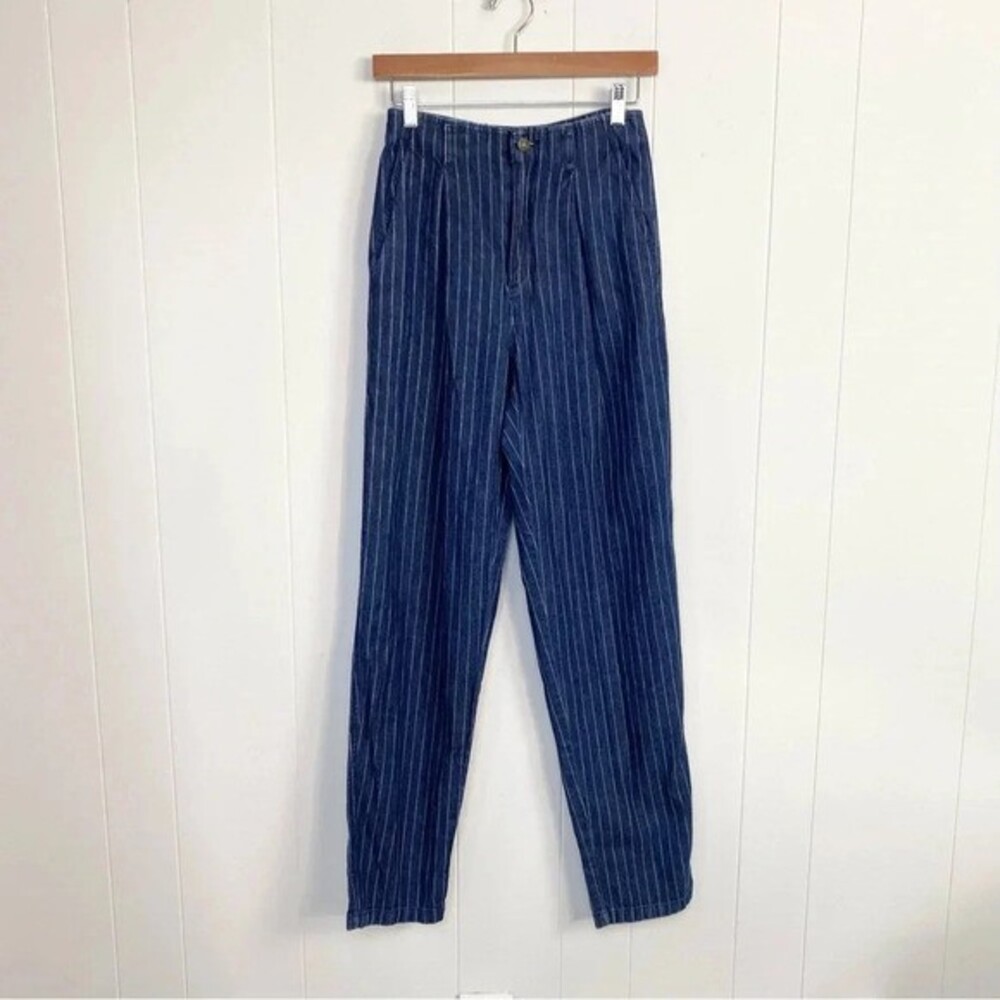 VTG Liz Claiborne Lizwear High Rise Pleated Tapered Mom Jeans Striped 25” Waist